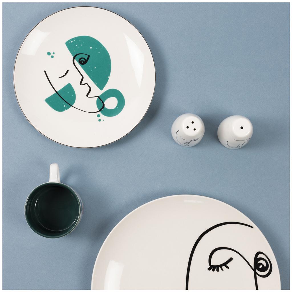 Les Trésors De Lily [A1461] - Keramická sada soli a pepře 'Arty' černá bílá - každá 90x45 mm