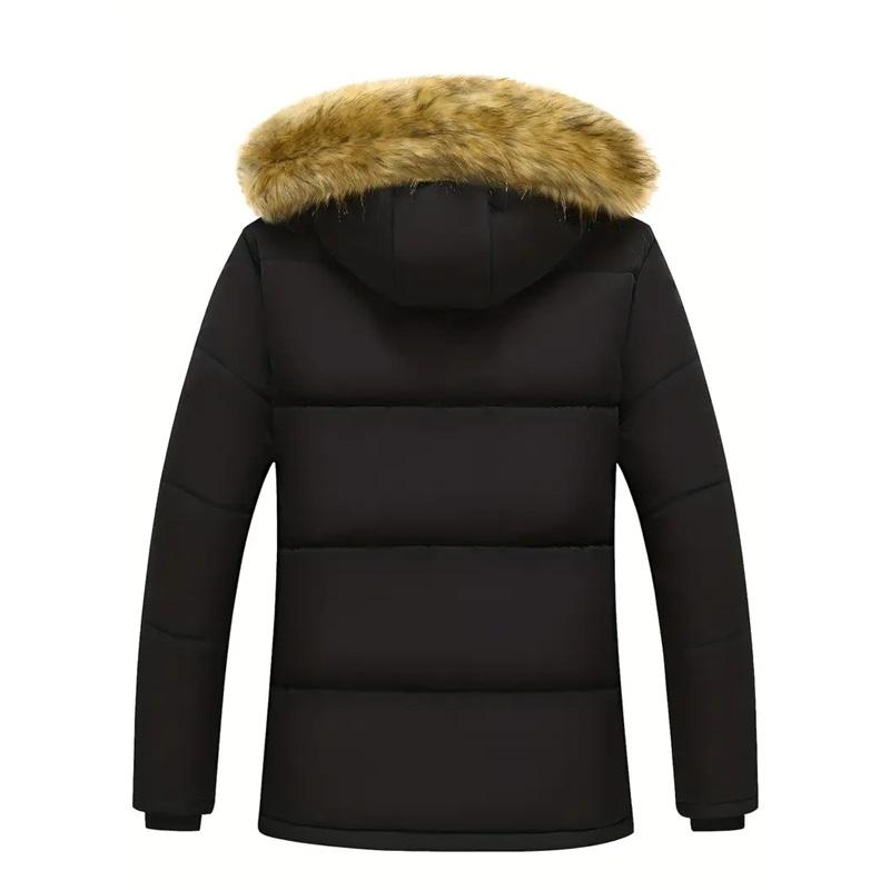 Men's Winter Warm Hooded Jacket With Detachable Hood - Thick Fleece Lining, Windproof Outdoor Activity Jacket