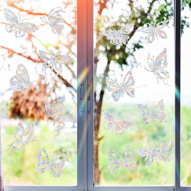Colorful Window Sticker Rainbow Prism Butterfly Static Glass Sticker PVC Anti-collision Crash Glass Home Decor