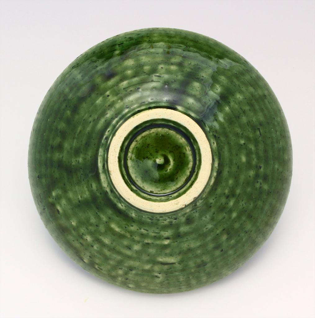 Mino ware Tanzan kiln "Vivid green" bowl, small dish, plate, flat bowl, simmered dish bowl, salad bowl, pot, Oribe 15cm green 143-0014