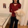 Elegant Niche Halter V-Neck Knitwear: Women's Autumn/Winter Slim Long-Sleeve Top