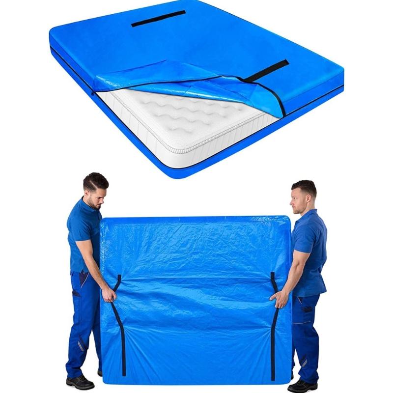 Mattress Cover Bag with Multiple Carry Handles for Moving, Transport, and Temporary Storage with Bag Closure Design