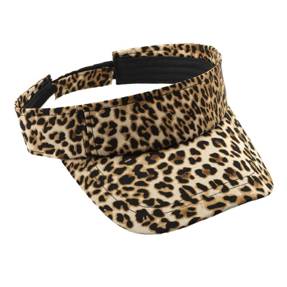 Empty Top Leopard Print Sun Hat Anti-UV Women Sunshade Hat Adjustable Sun Protection Hat  Ladies