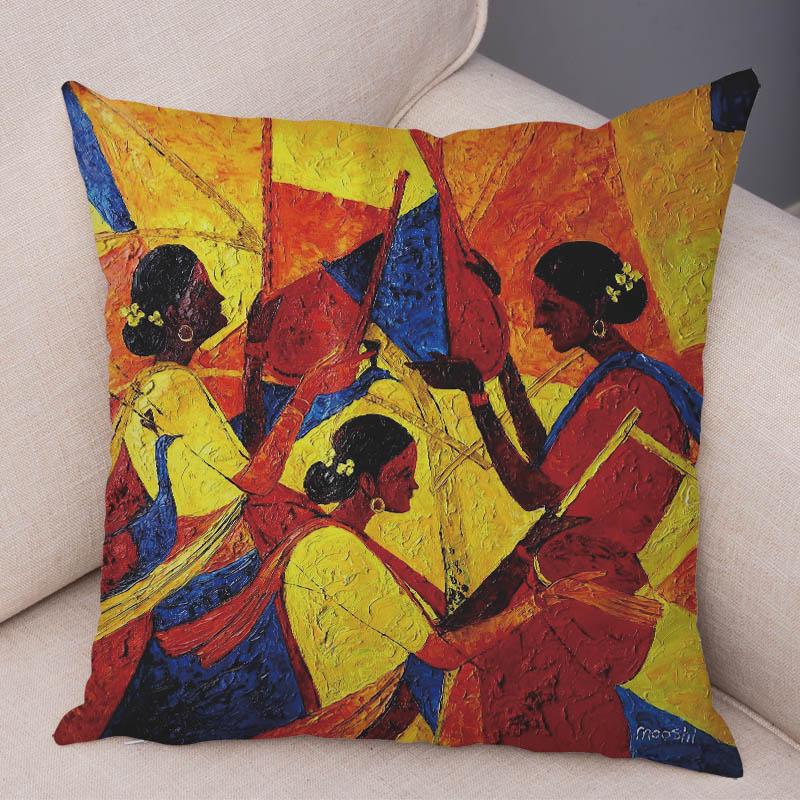 Abstract Painting African Living Pillowcase Woman Home Decor Gallery Exotic Cushion Cover
