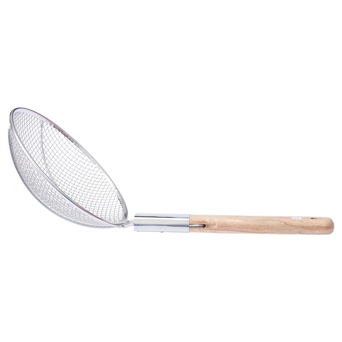 

Кухонный фильтр Домашний дуршлаг Лапша Нержавеющая сталь Скиммер Картофель фри Бамбук M