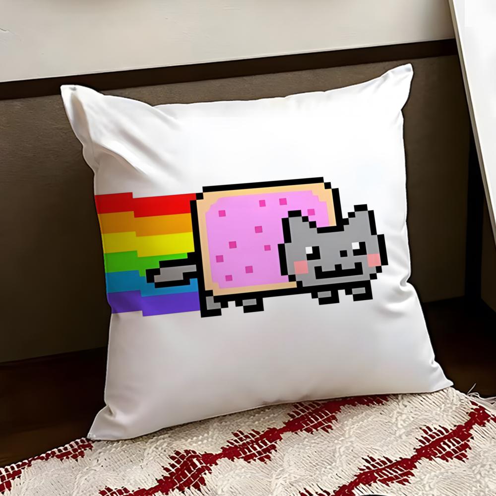 Nyan Cat Cushion Cover Reversible Soft Durable Pillow Cover Home  Car MultiScene Use for Daily Comfort