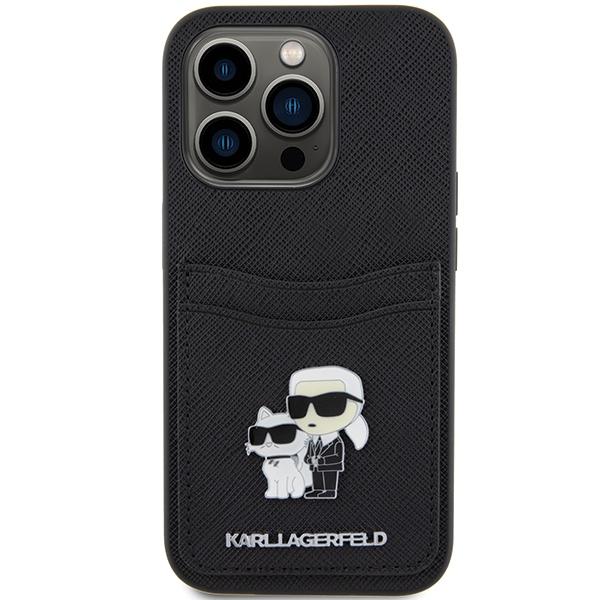 Karl Lagerfeld Klhcp15Lsapkcnpk Iphone 15 Pro 6.1 Czarny/Black Hardcase Saffiano Cardslot Karl&Choupette Metal Pin
