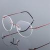 Foldable Leg Geometric Myopia Glasses Metal No-Rim 1.61 index Anti-blue Light Rx Spectacles 0 -0.5 -0.75 To -6