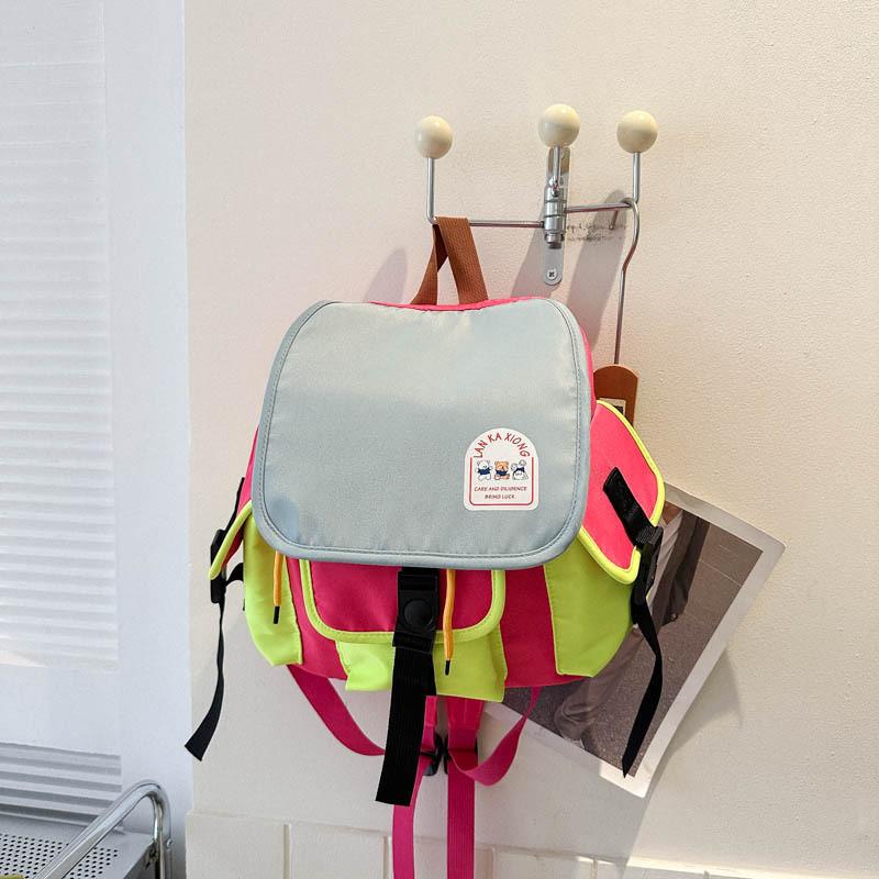 Stylish Dual Color Kindergarten Backpack For Kids Lightweight Canvas School Bag