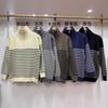 Autumn and Winter New Loose Casual Sweater Women's Semi-zipper Pullover Striped Knitted Sweater Top