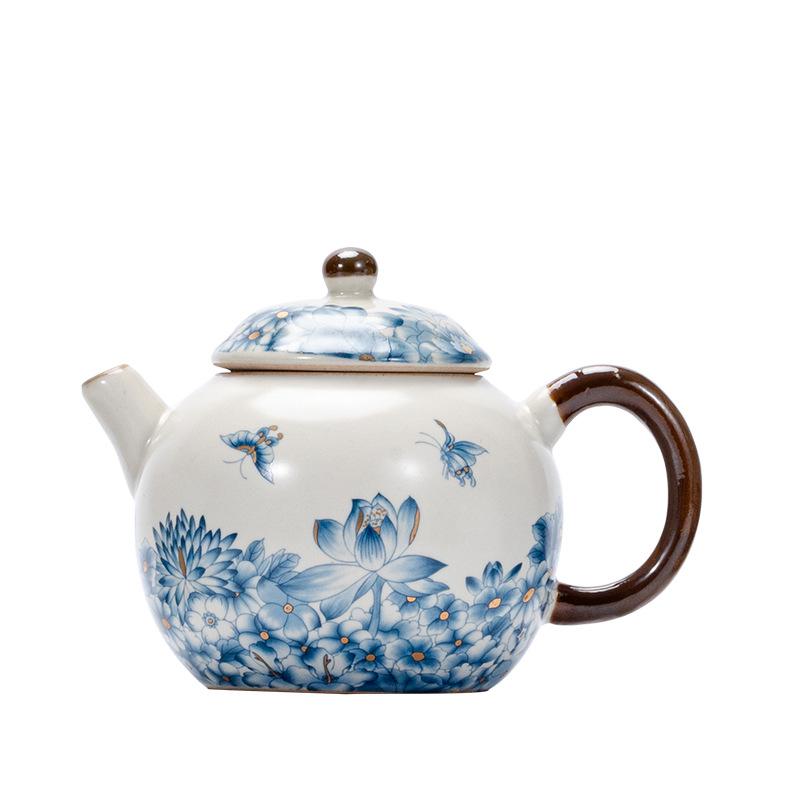 Outdoor Travel Tea Set Portable Ru Kiln Wanhua Ceramic Tea Set Ru Porcelain Kung Fu Teacup Event Gift