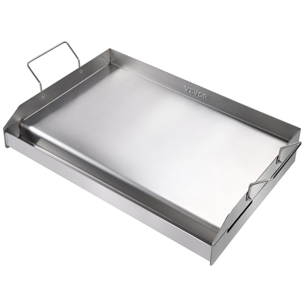 VEVOR Stove Top Griddle, 23.5"x16" Pre-Seasoned Stainless Steel Griddle, Rectangular Double Burner Griddle Pan