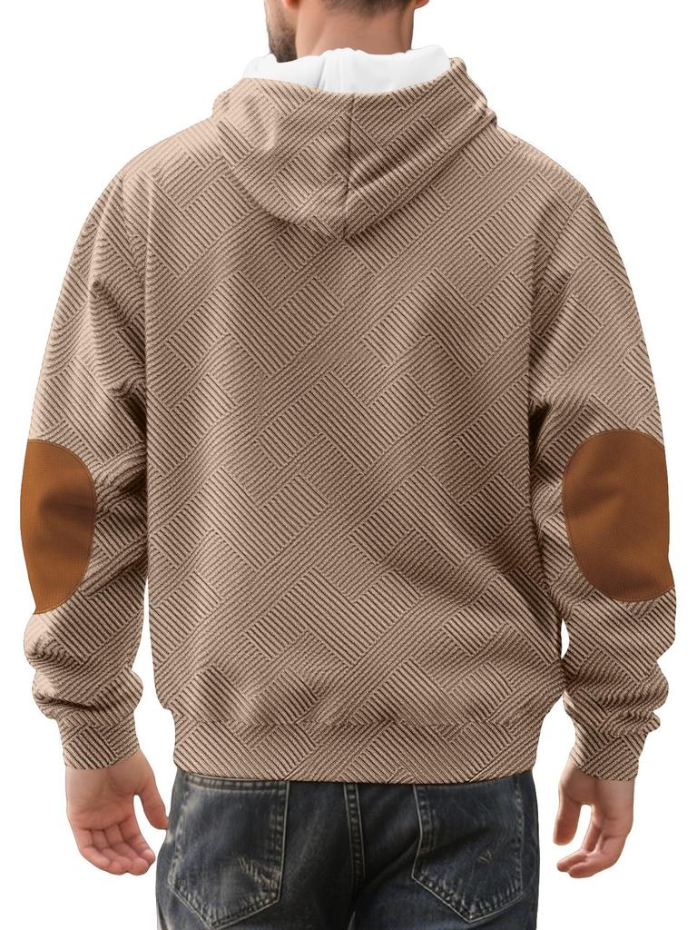 Men's Trendy Loose Hooded Jacquard Sweatshirt - Casual Long Sleeve Fashion Sportswear
