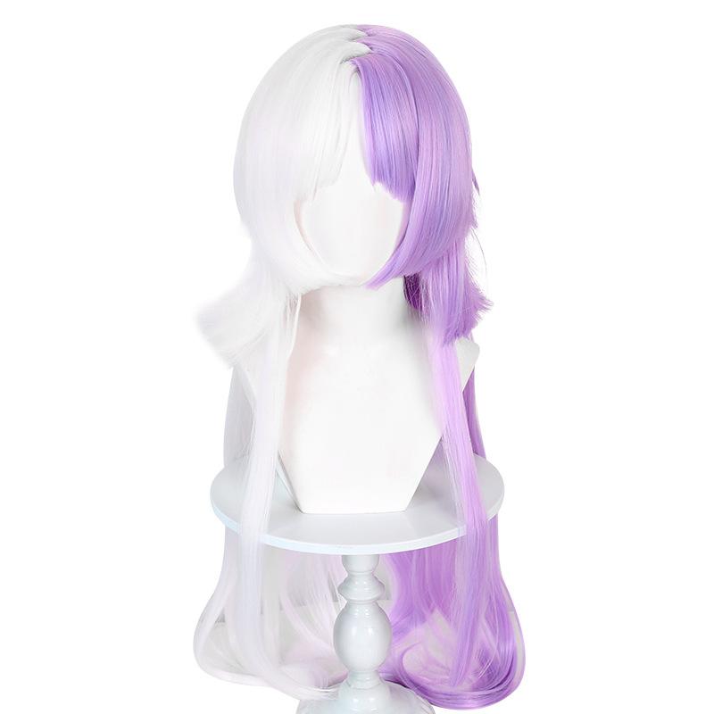 Two-tone white and purple long hair cosplay anime wig One size fits all adults