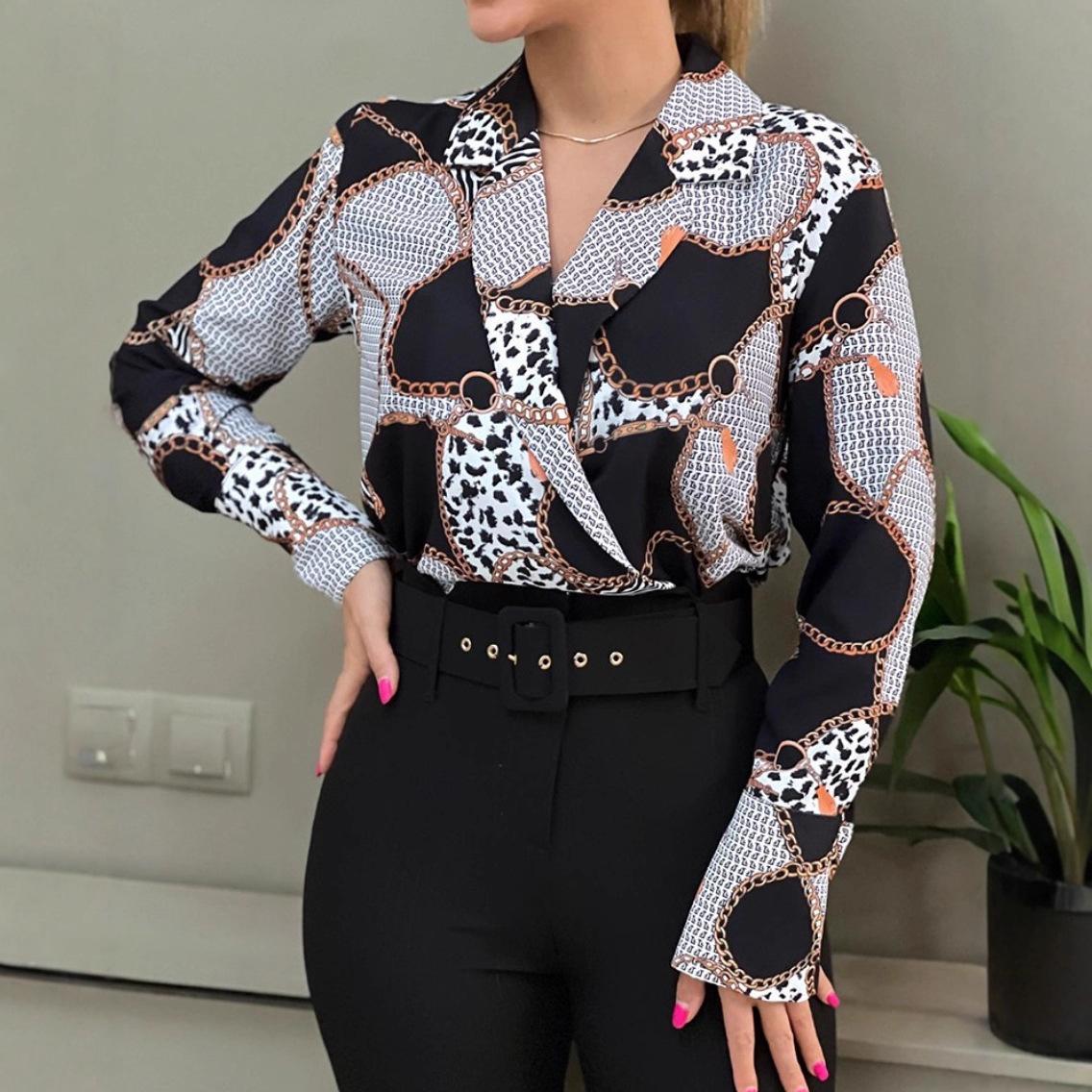 

Женская блузка с принтом и V-образным вырезом, осень-зима 2025, пуловер свободного кроя с длинным рукавом и цветочным узором, повседневный топ в стиле бохо-шик для ежедневной носки XXL чёрный