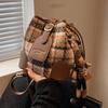 Crossborder Style Wool Blend Bucket Bag With Drawstring Closure For Daily Use