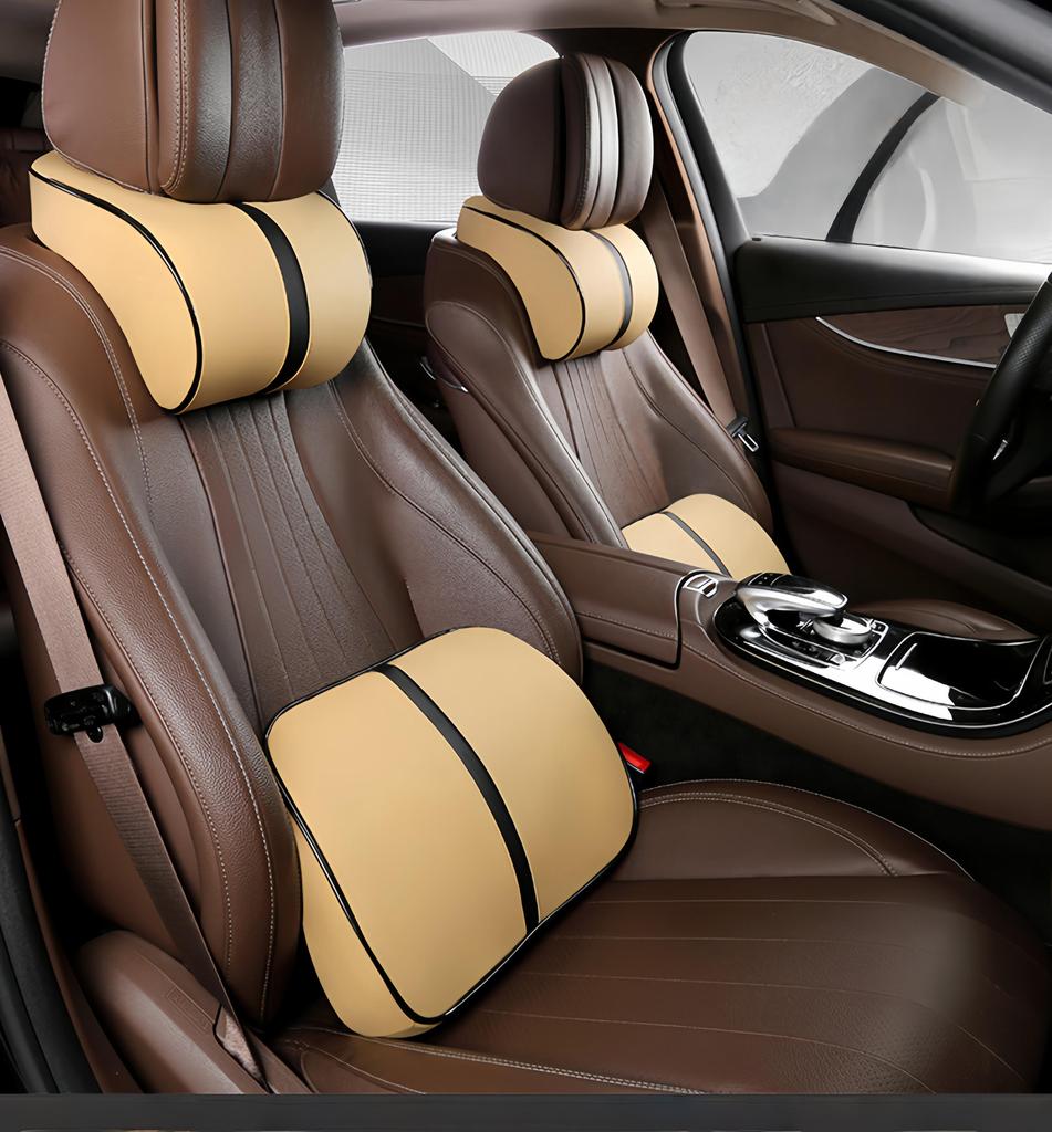 Car Leather Headrest Lumbar Cushion Memory Foam Neck Pillow Lumbar Pillow Car Lumbar Headrest Memory Foam Core
