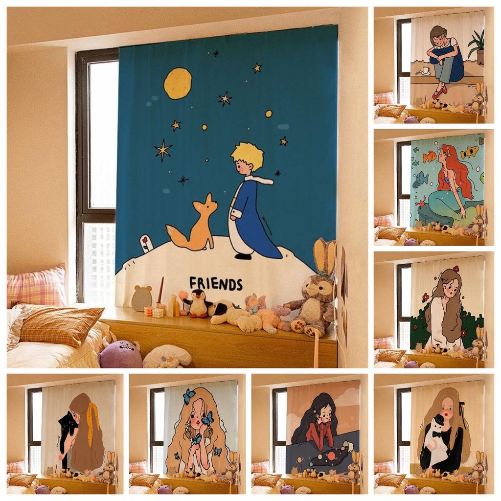 Curtain Window Velcro Self Adhesive Blackout Drapes Home Bedroom Ins Decorative