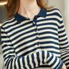 IHUASU Striped Cotton Knit Sweater Women Spring and Autumn Set Head Versatile Thin Bottoming Shirt Inside The Long-sleeved Jumper