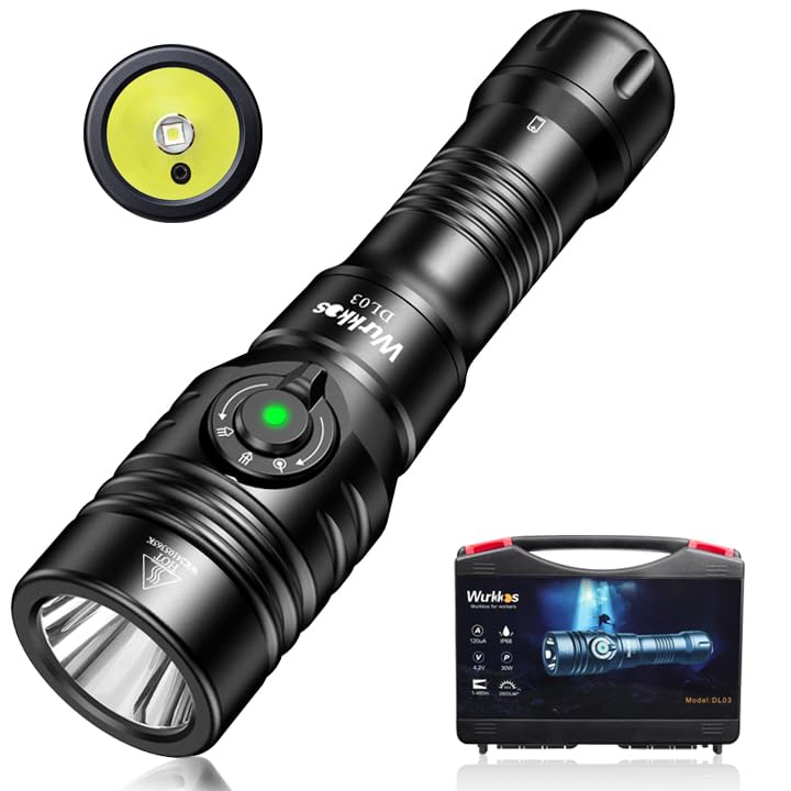 

Wurkkos DL03 Diving 2800 Lumens White 1000 Meter Green Type C Rechargeable Usable up to 100 Meters for Diving Cardiovascular and Identifying Objects
