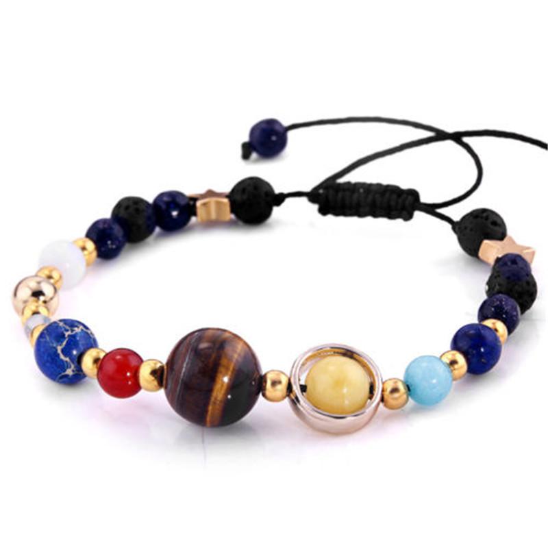 

Cosmic Galaxy Solar System Bracelet Female Transfer Beads Eight Planets Natural Hand-woven Student Beads Khaki