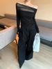 Mesh Black Patchwork One-Shoulder Long-Sleeve Crop Top