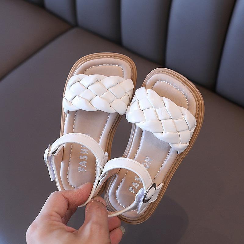 Girls' Fashion Woven Sandals Soft-Sole Open-Toe Princess Shoes for Toddlers Elegant Youth Shoes Cute Girls Sandals