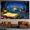 2D Fantasy Bedroom Decor Tapestry Enchanted Night Castle Themed Wall Hanging