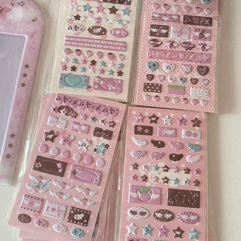 DIY Cute Cartoon INS Strawberry Glitter Sticker Stationery Decorative Stickers Musical Note Sticker Journal Sticker