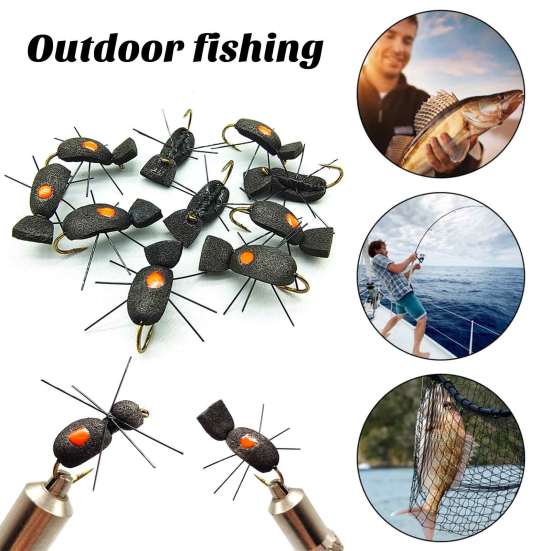 

5Pcs Dry Fly Fishing Lure with Sharp Hook Floating Foam Ants Beetles Realistic Artificial Bait Saltwater Freshwater Fishing Accessories B