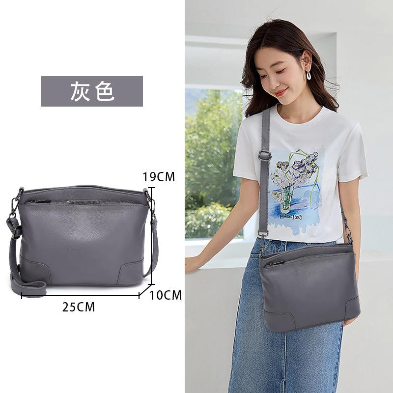 Genuine Leather Middle-Aged Bag Shoulder Messenger Bag Women'S Backpack Bucket Large Capacity Mother Mother-In-Law Soft Leather