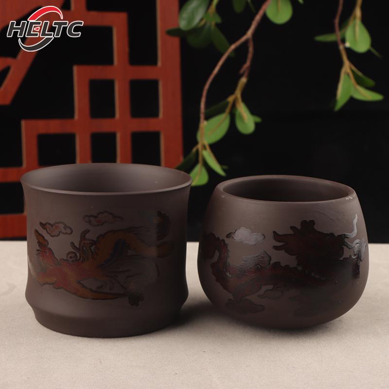 Dragon Phoenix Tea Cup Chinese Style Color-changing Purple Clay Tea Cup Anti-Scald Tea Brewer Tea Bowl Drinkware Tea Set