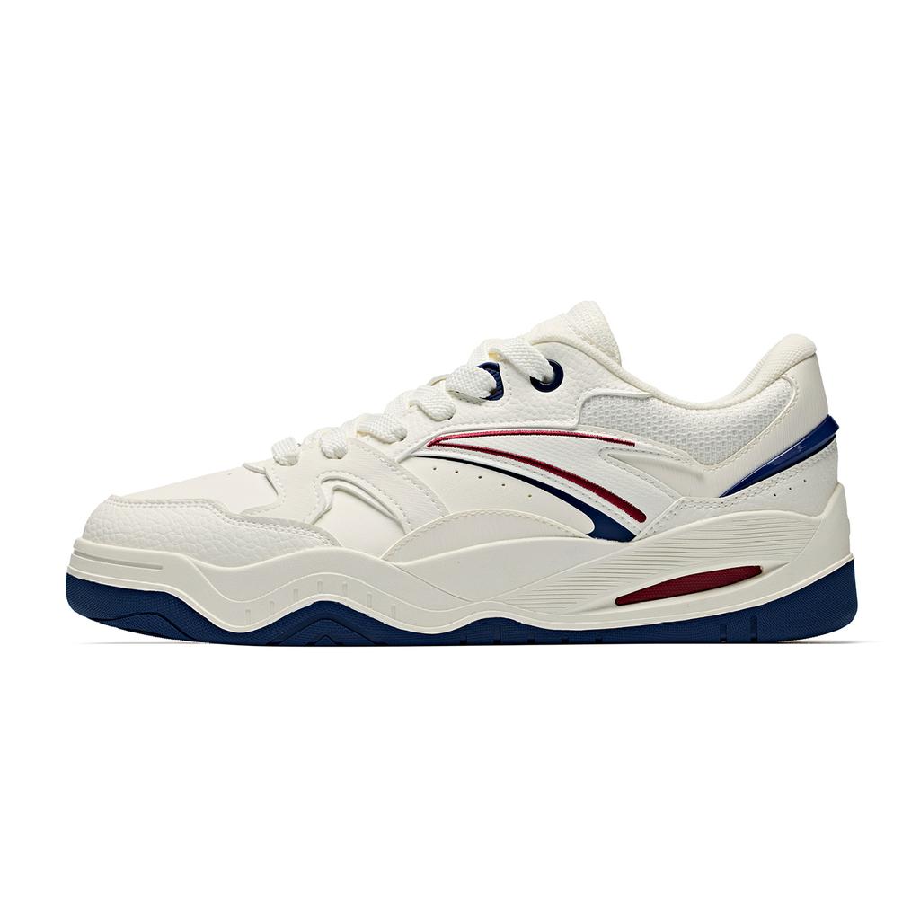 Anta Wave Comfort Technology Versatile Casual Trendy Urban Commuting Campus Sports Low-Top Skate Shoes Men sneaker Ivory-White Navy-Blue 912648028-1