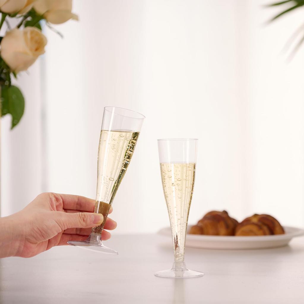10PCS Disposable 4.5oz Plastic Champagne Flute Cup For Wedding Party Cocktail Wine Glasses Clear Plastic Stemware For Banquet Event KTY