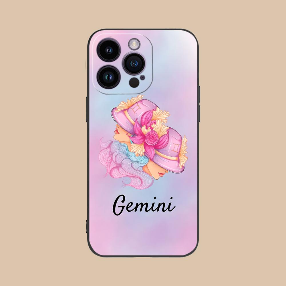 

Zodiac Sign Gemini Phone Case for iPhone 17 16 15 14 13 12 11 X XR XS 8 7 Air Pro Max Plus Mini Soft TPU Shockproof Cover iPhone 7 Plus