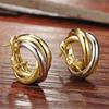 Mosquito Coil Disc Ring Earrings Female, Retro Hong Kong Style Two-Color Ear Buckles, Metallic Temperament Earrings