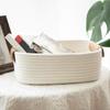 3-piece Storage Basket Cotton Rope Woven Storage Basket Multifunctional Rectangular Storage Basket With Leather Handle
