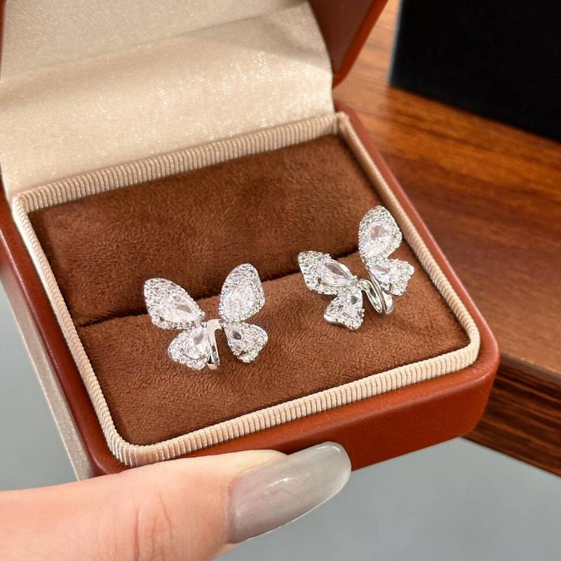Boucles d'oreilles papillon en zircon de luxe uniques élégantes en strass brillantes pour femmes bijoux d'oreille charm tendance cadeaux