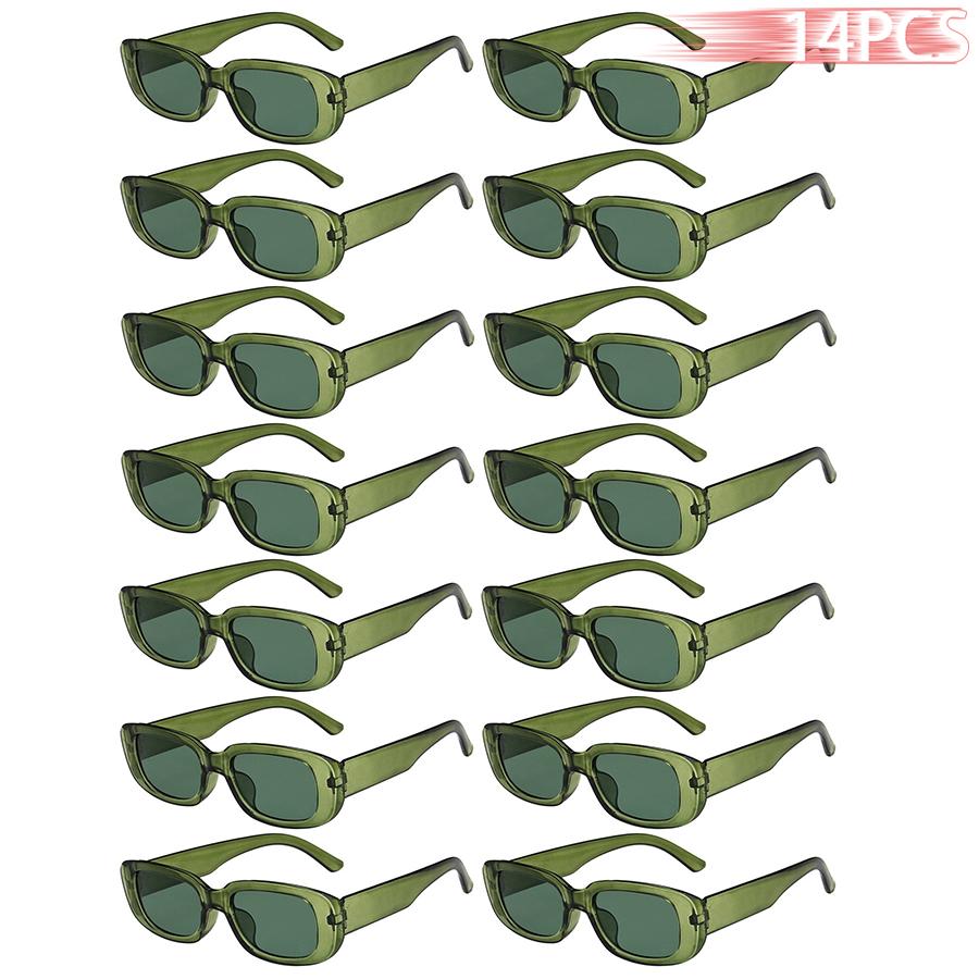 14 PCS Small Rectangle Sunglasses For Women Men Vintage Designer Square Sun Glasses Anti-glare UV400 Eyewear