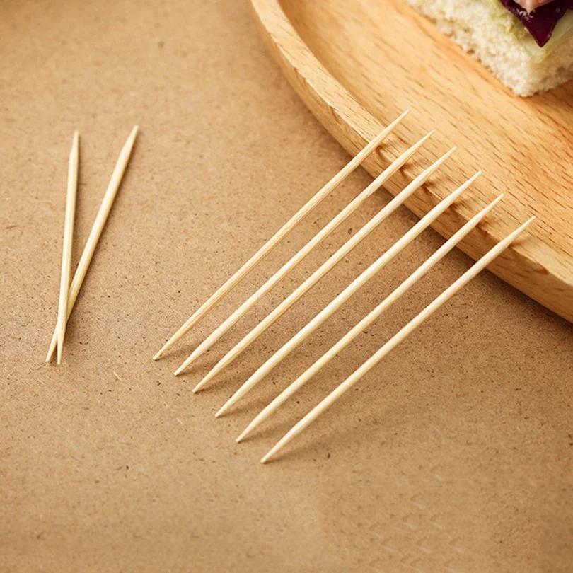 1000PCS Disposable Double-headed Bamboo Toothpicks Portable Teeth Cleaning Tool Floss Fruit Labels Restaurant Bagged Toothpic