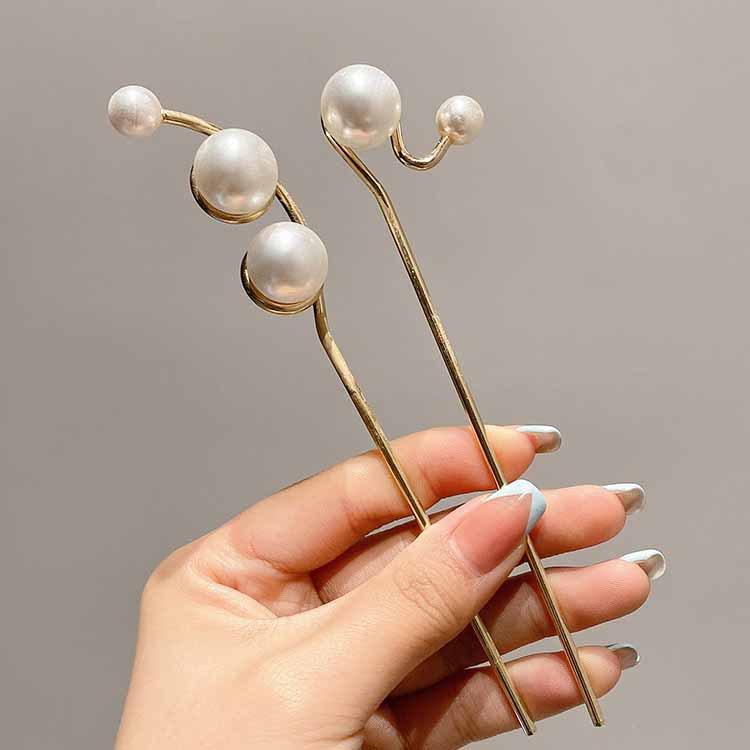 Fashion Women Simulated Pearl Hairpins Metal Barrette Clip Wedding Bridal Tiara Hair Accessories Wedding Hairstyle Design Tools