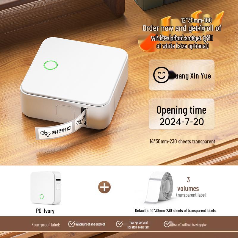 2P80 Portable Bluetooth Label Printer: Handheld, Self-Adhesive, Transparent Stickers