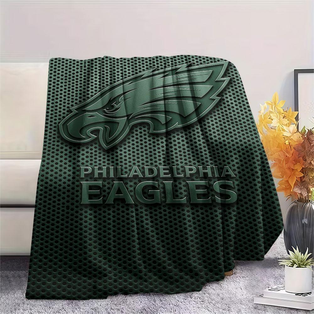 Philadelphia Eagles Printed Flannel Blanket, soft throw for bedroom sofa, washable, fan merchandise, great gift.