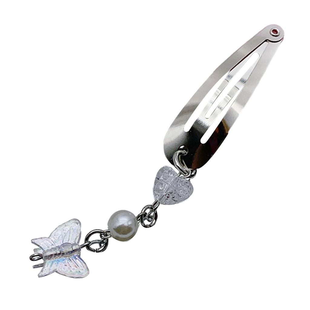 Metallic Style Hairpin for Sweet Girls Cute Butterfly Pendant Charm Hair Barrettes Aesthetics Bangs Hair Accessories