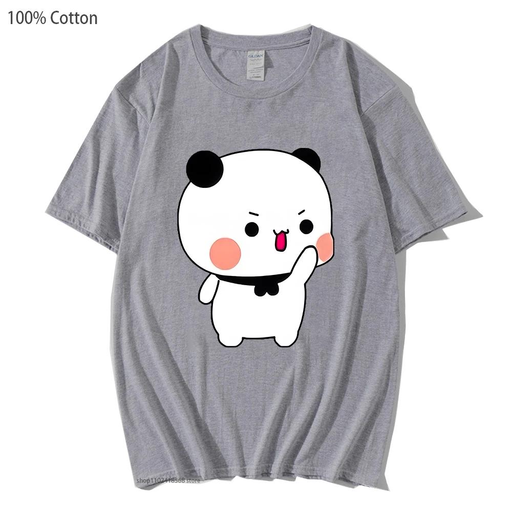 Couple T-Shirts Bubu with Dudu T-Shirts Cartoon Cute Panda and Brownie Bear Tshirt Men Women Cotton Shirt Kawaii Top