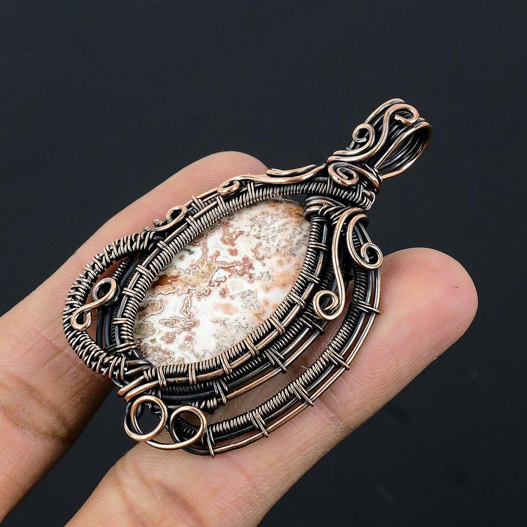 Crazy Lace Agate Gemstone Pendant Handmade Jewelry, 999 Copper Wire Wrapped Pendant Sodalite Jewelry, Gift For Her Women Pendant Brand New Pendant