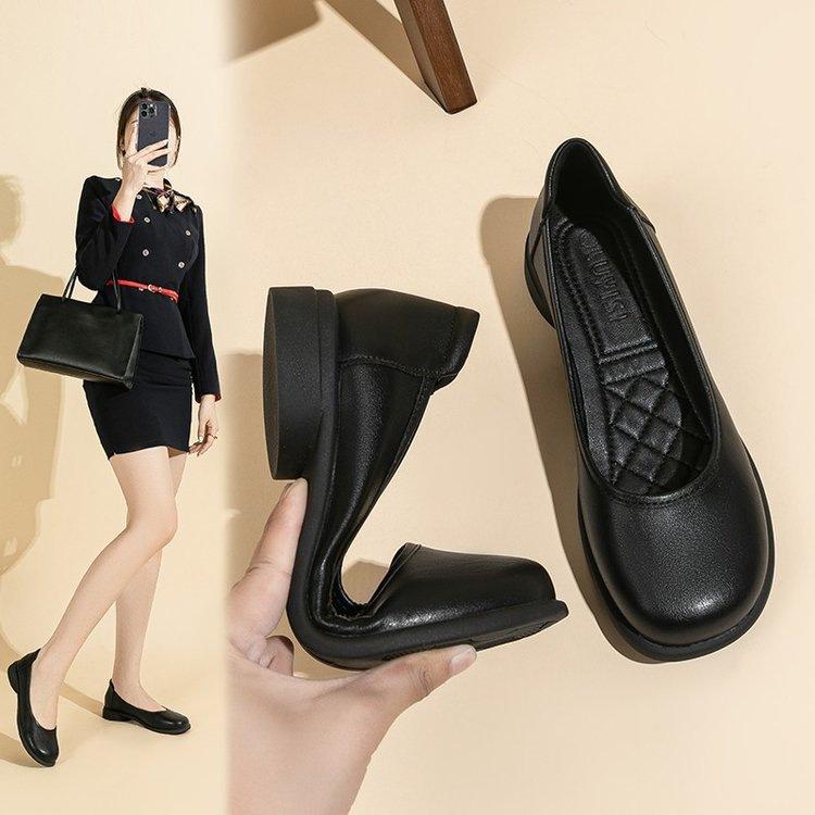 Comfortable Shoes Black Autumn Not Tired Feet Soft Soles Professional Soft Leather Shoes Flat Interview Single Shoes