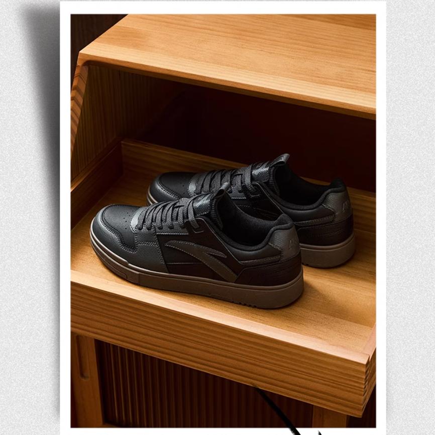 Anta Street Naughty Slip Resistant Abrasion Resistant Low top Skateboard Shoes Men's Black Gray 912448019-4