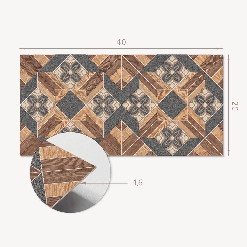 Set of Vinyl Tiles with a Motif for the Kitchen Pattern with Floral Motifs 10X40X20 Cm