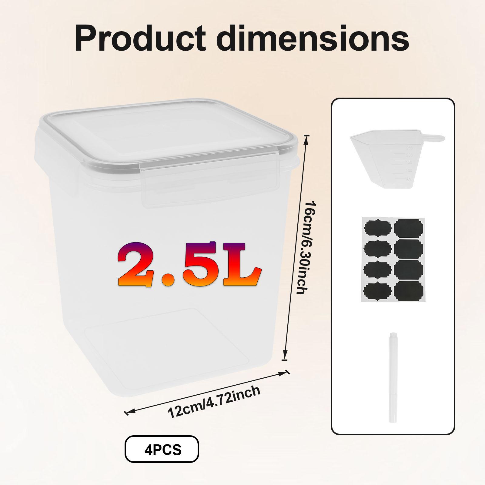 

2/4Pcs Sealed Storage Box Transparent Kitchen Grain Storage Organizer 2.5/8.5L Large Tank Moisture-proof Home Sealed Jars Set